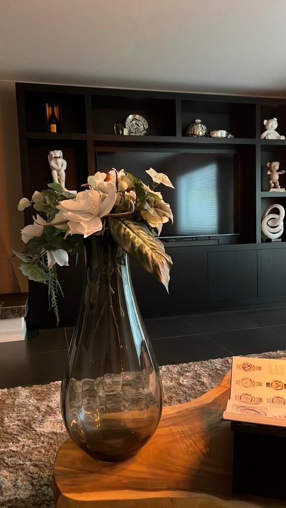 Haans lifestyle initials vaas  zwart rookglas, 50 tot 75 cm, Zwart, Ophalen of Verzenden, Glas