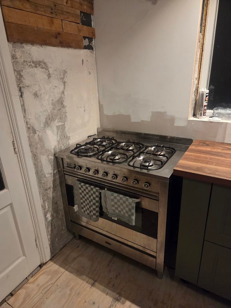 Boretti gasfornuis 90 cm + afzuigkap, Witgoed en Apparatuur, Ophalen, Gebruikt, 60 cm of meer, Gas