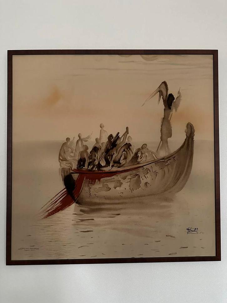 Salvador Dali zeefdruk op zijde, Antiek en Kunst, Kunst | Schilderijen | Modern, Ophalen