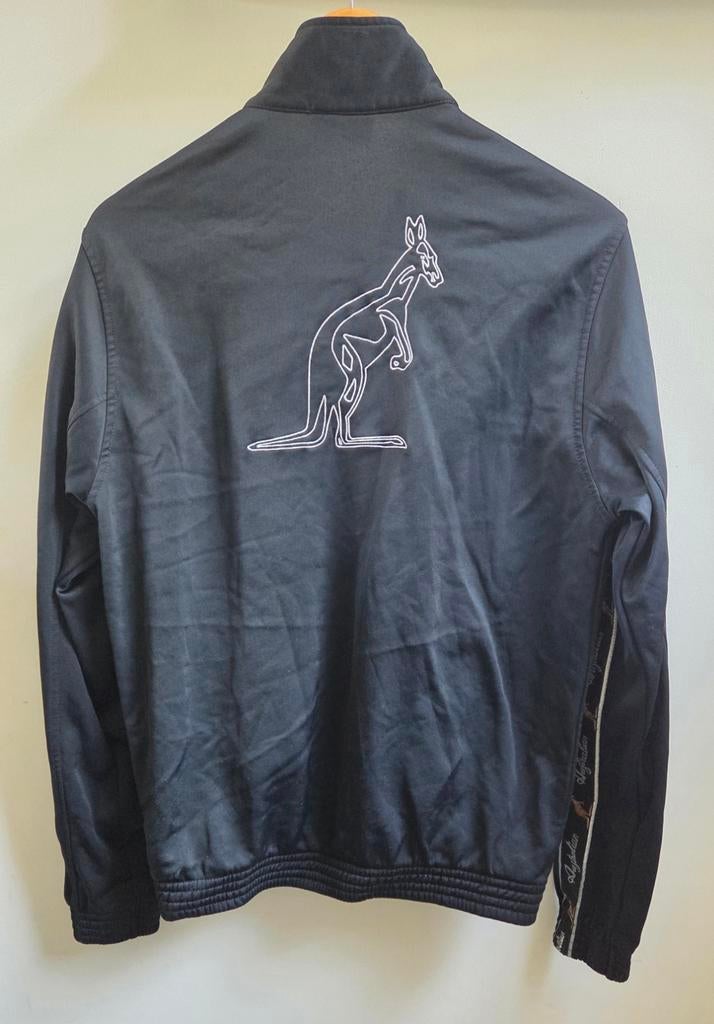 Zwart Australian jasje met bies en ruglogo, Zwart, Ophalen of Verzenden, Zo goed als nieuw, Algemeen