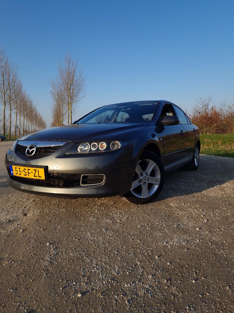 Mazda 6 1.8 Sport 2006 Grijs APK!!, Auto's, Stof, Zwart, Origineel Nederlands, Handgeschakeld