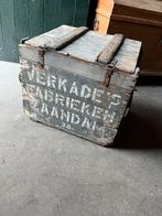 Vintage houten kist met metalen binnenwanden - Verkade, Huis en Inrichting, Woonaccessoires | Kisten, Ophalen, Gebruikt, 50 tot 100 cm