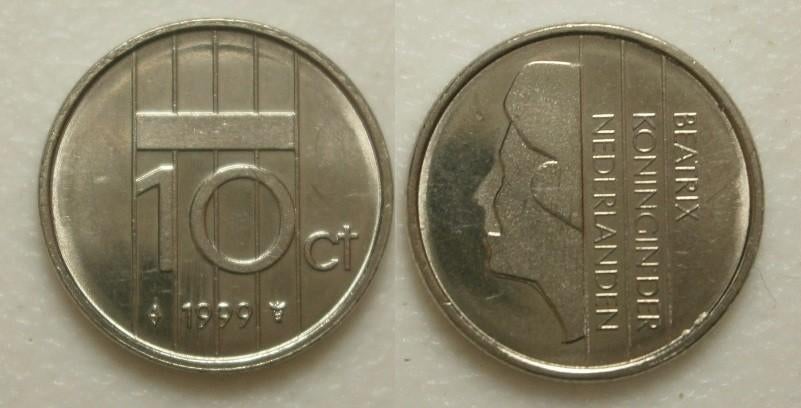 PD02606 Beatrix 10 cent 1999, Postzegels en Munten, Munten | Nederland, Losse munt, 10 cent, Koningin Beatrix, Ophalen of Verzenden