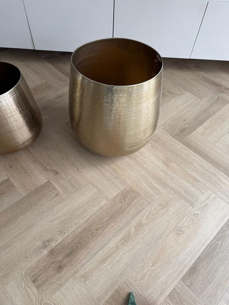 Gouden plantenpot zo goed als nieuw, Ophalen, Overige materialen, Mand, Rond