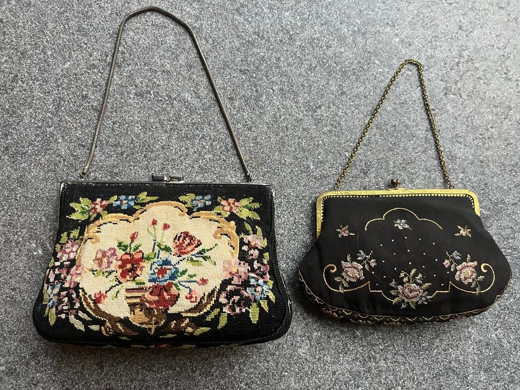 Antieke Chinese stijl tasjes - Set van 2, Ophalen of Verzenden, Gebruikt, Zwart, Avondtasje
