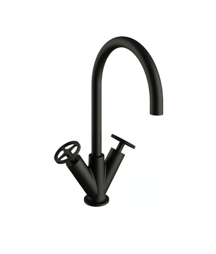 VT WONEN FLAME WASTAFELKRAAN MAT ZWART (Charcoal), Doe-het-zelf en Verbouw, Sanitair, Nieuw, Kraan, Ophalen of Verzenden