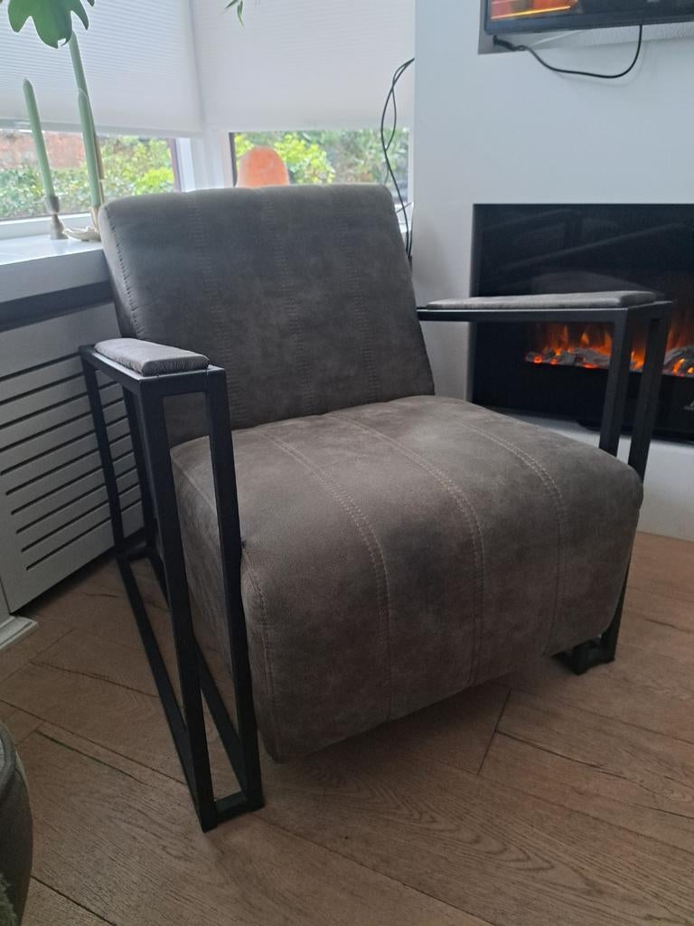 Groene fauteuil van nubuck stof, Ophalen of Verzenden