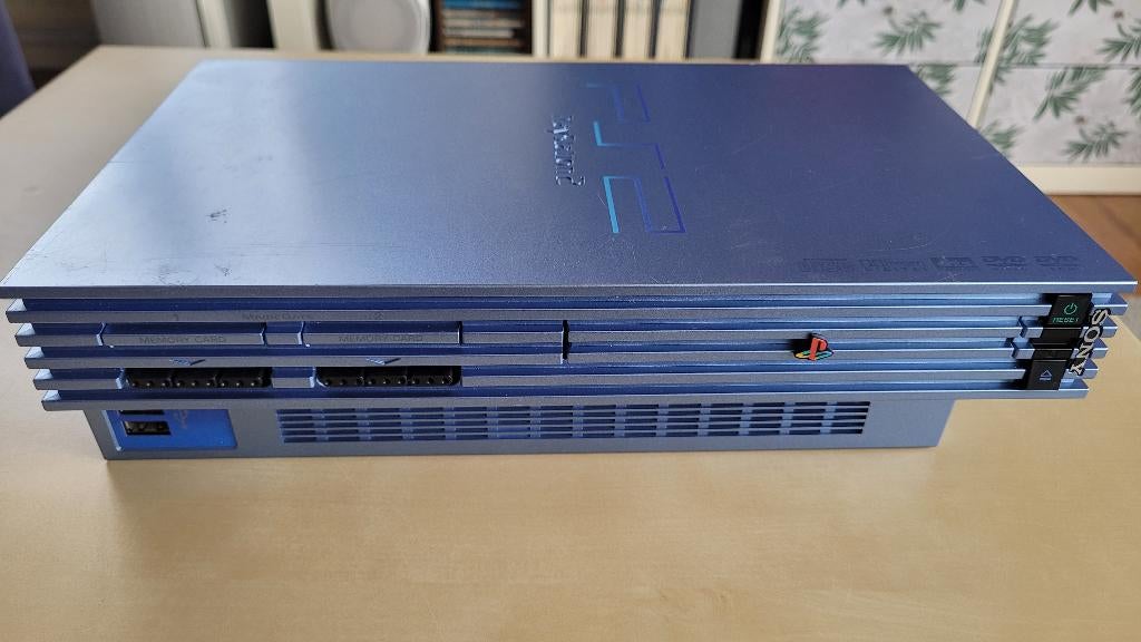 Sony Playstation 2 Aqua Blue, Gebruikt, Blauw, Phat, Ophalen of Verzenden
