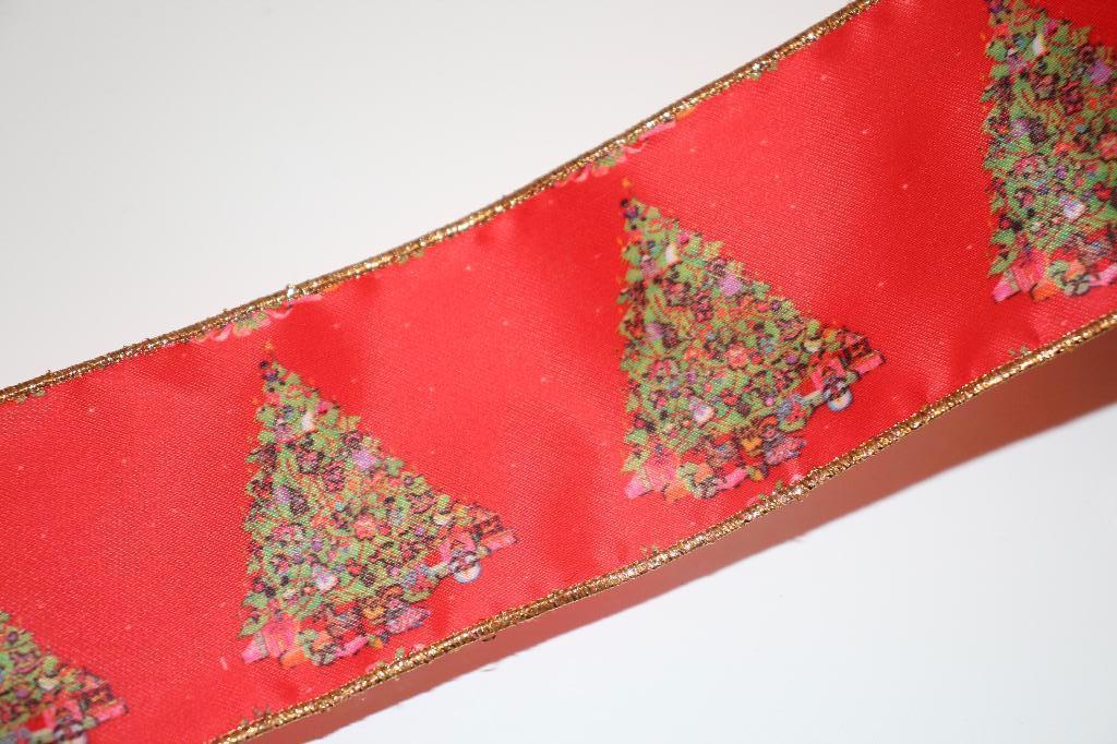 Rol kerst Lint met ijzerdraad 60mm - rood kerstboom #2997, Hobby en Vrije tijd, Ophalen of Verzenden, Nieuw, Lint, Band of Elastiek