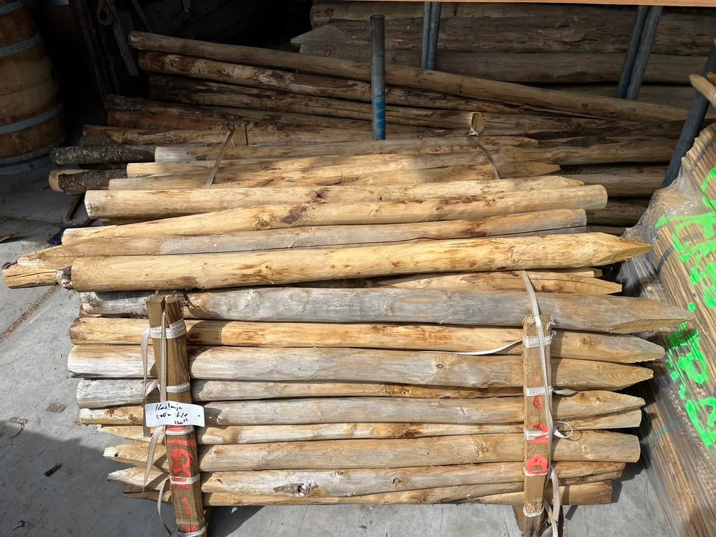 Kastanje palen afrastering schutting zonnedoek schaduwdoek, Ophalen of Verzenden, Nieuw, Palen