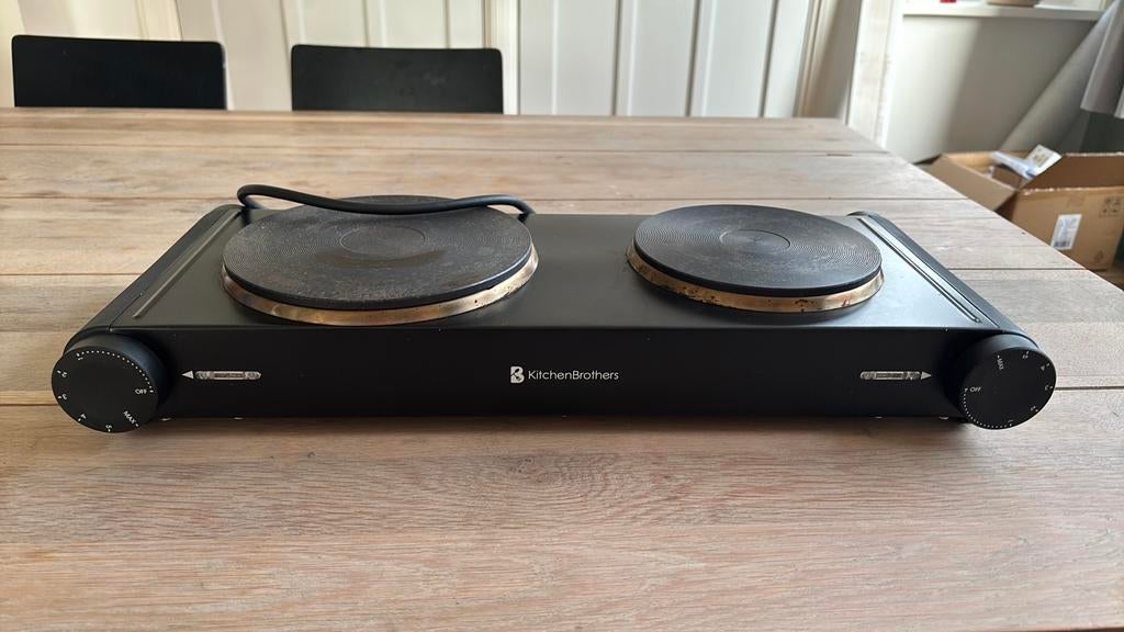 KitchenBrothers Elektrische Kookplaat - 2 Pits, Ophalen, 3 kookzones of minder, Zo goed als nieuw, Vrijstaand