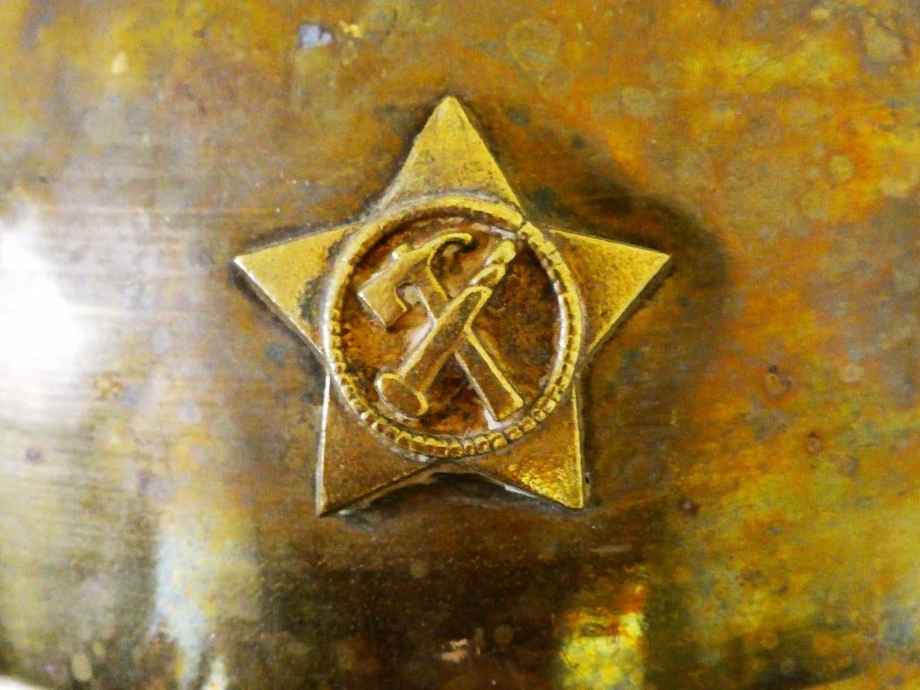 Antieke messing Bulgaarse brandweerhelm helm van ca. 1930, Ophalen of Verzenden