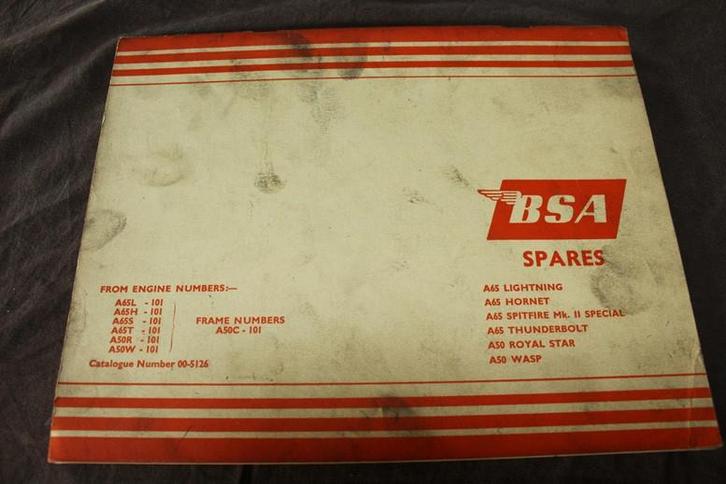 BSA A65 A50 Lightning Wasp Thunderbold motorcycle parts list, Motoren, Handleidingen en Instructieboekjes, Overige merken, Ophalen of Verzenden