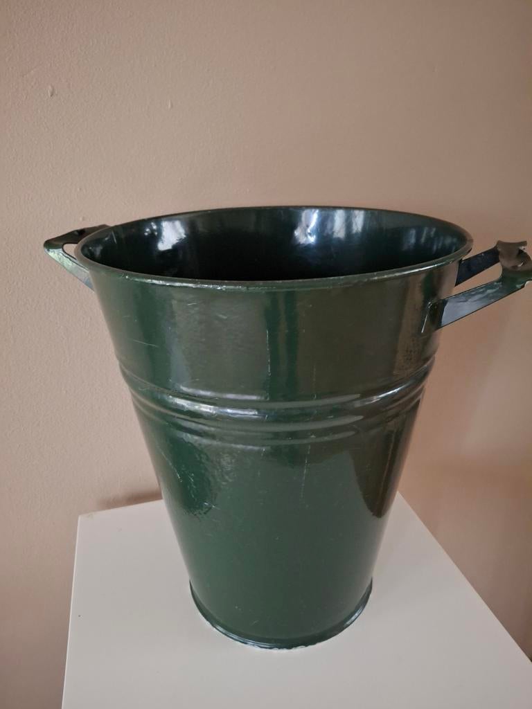 Vintage groene emaille emmer, Ophalen of Verzenden