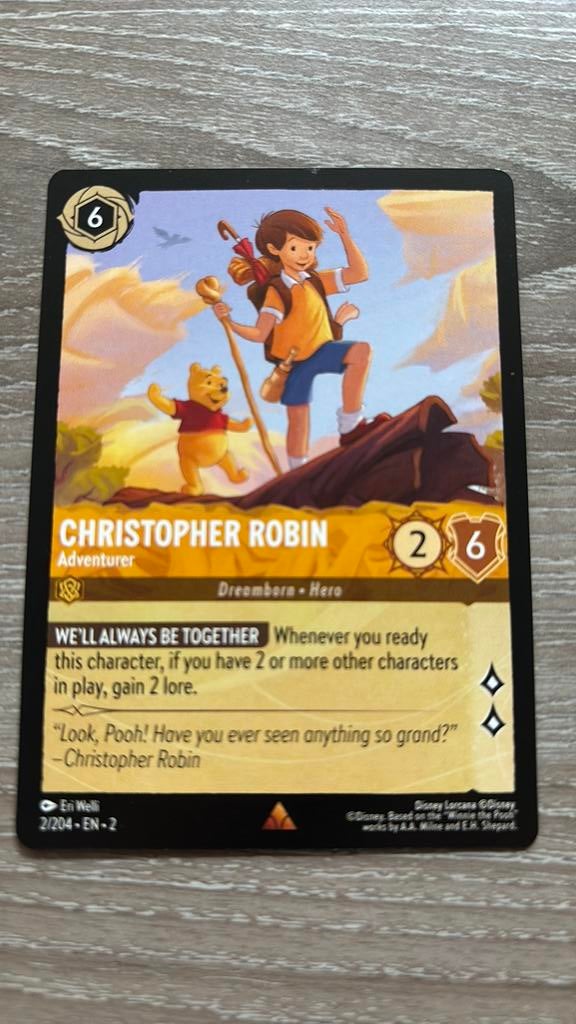 Disney Lorcana Christopher Robin 2-204 2RTF nonfoil, Ophalen of Verzenden, Zo goed als nieuw, Losse kaart