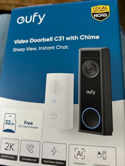 Eufy video deurbel + chime C31, Huis en Inrichting, Deurbellen, Ophalen, Bewegingsdetectiesensor, Zo goed als nieuw, Draadloos