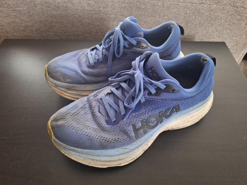 Hoka hardloopschoenen dames, maat 40, veel gedragen, Hoka, Blauw, Sportschoenen, Ophalen of Verzenden