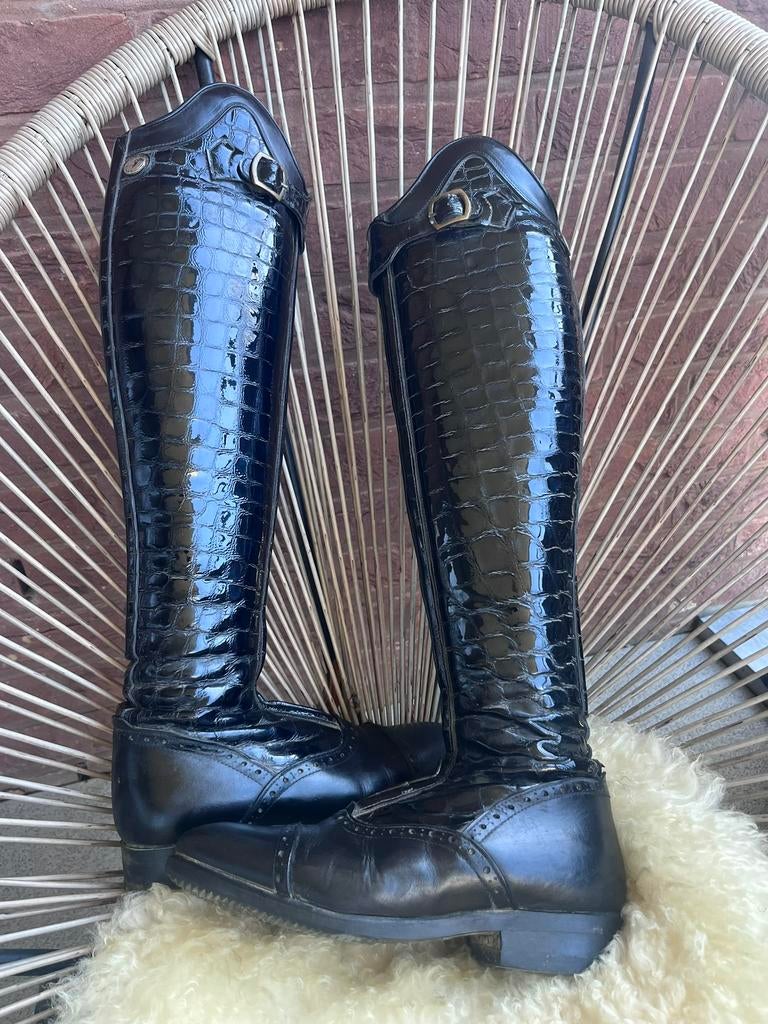 Navy blauwe lak croco Celeris rijlaarzen maat 36, Gebruikt, Dressuur, Ophalen of Verzenden, Dames