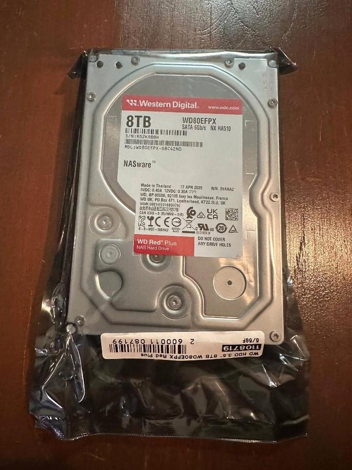 WD Red Plus 8TB NAS HDD's | gloednieuw, garantie, Computers en Software, Harde schijven, Nieuw, Desktop, Intern, HDD, Ophalen of Verzenden