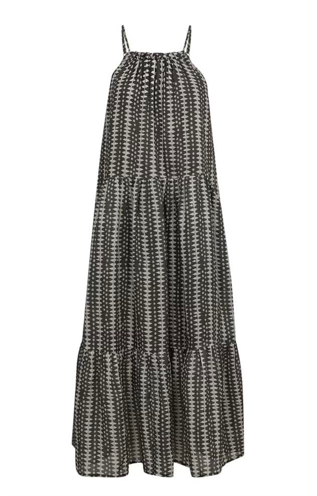 Co’ Couture zomerjurk grijs/groen/creme, lang, maat L, Kleding | Dames, Jurken, Maat 42/44 (L), Ophalen of Verzenden, Zo goed als nieuw