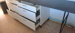 Witte ladekast met donkergrijs blad en stalen poten, Gebruikt, 100 tot 150 cm, 150 tot 200 cm, Ophalen of Verzenden