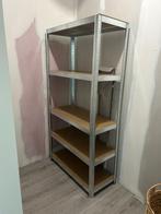 Stevige metalen stellingkast met 5 houten planken, Ophalen, Gebruikt