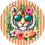 L1350 icing frosting tijger 18cm eetbare taart print top, Ophalen of Verzenden, Nieuw, Taarten, Versiering