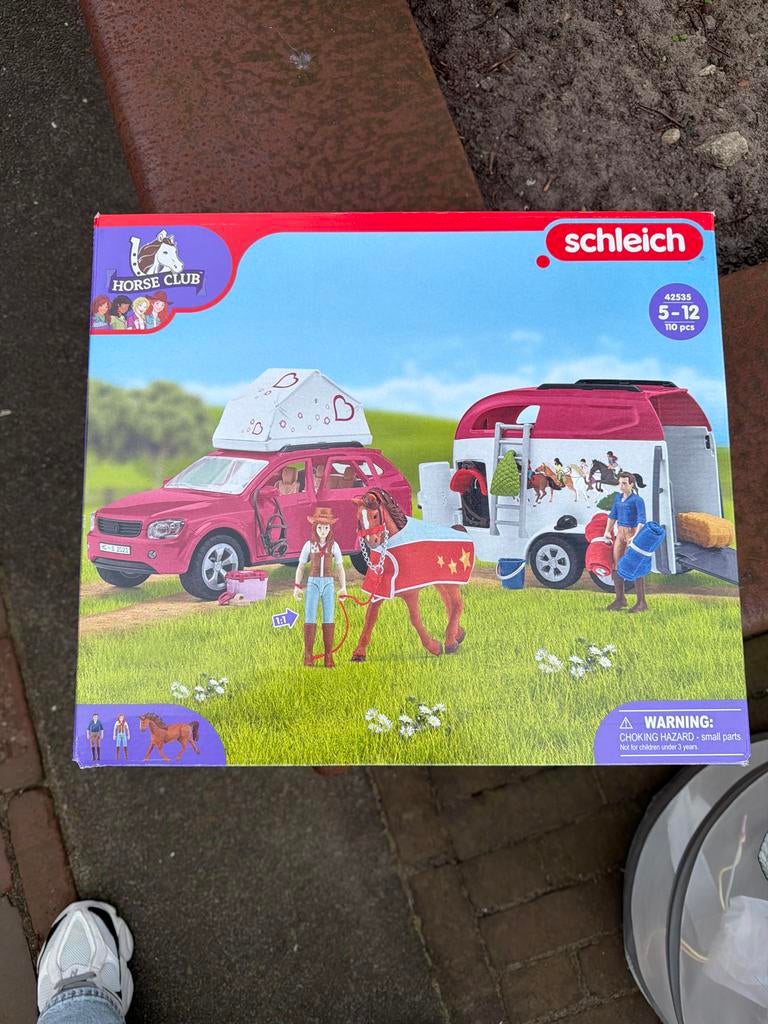 Schleich Paarden Trailer met Auto en Accessoires, Ophalen of Verzenden, Zo goed als nieuw