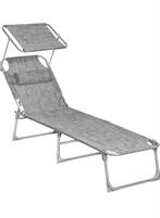 Opvouwbaar Ligbed met Zonnescherm - Grijs NIEUW IN DOOS, Ophalen, Nieuw, A, Metaal