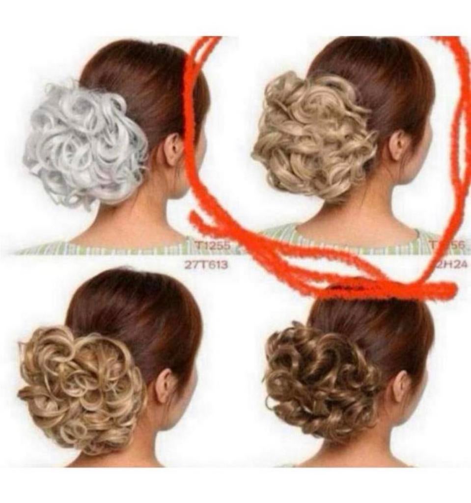 Chignon haar stuk Blonde Grote Dikke Krullen Scrunchie Blond, Nieuw, Ophalen of Verzenden, H, H