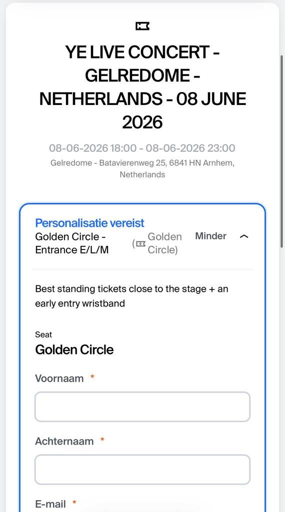 GOLDEN CIRCLE Ye tickets Gelredome 8 juni, Eén persoon, Juni