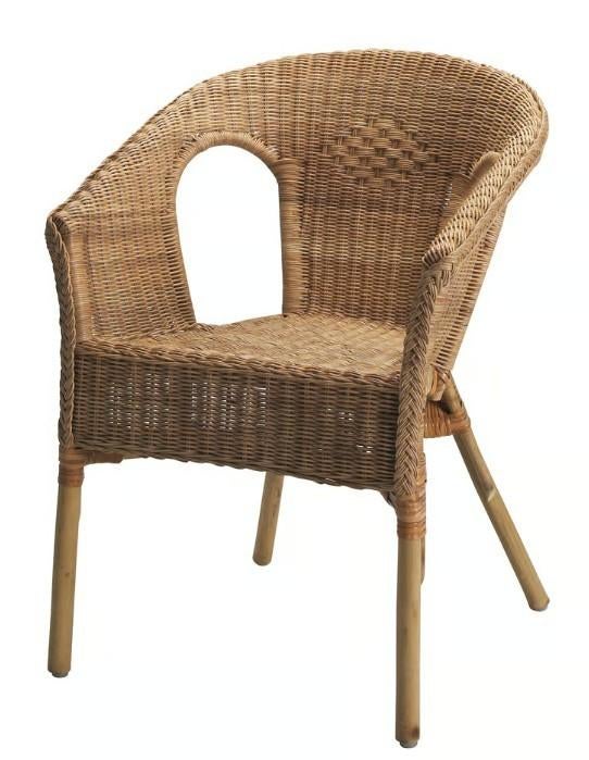 2 IKEA Agen rotan bamboe stoelen met kussens, Ophalen, Twee, Bruin, Riet of Rotan