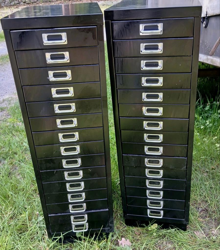 2x Vintage metalen archiefkast / ladenkast, Huis en Inrichting, Kasten | Roldeurkasten en Archiefkasten, Ophalen