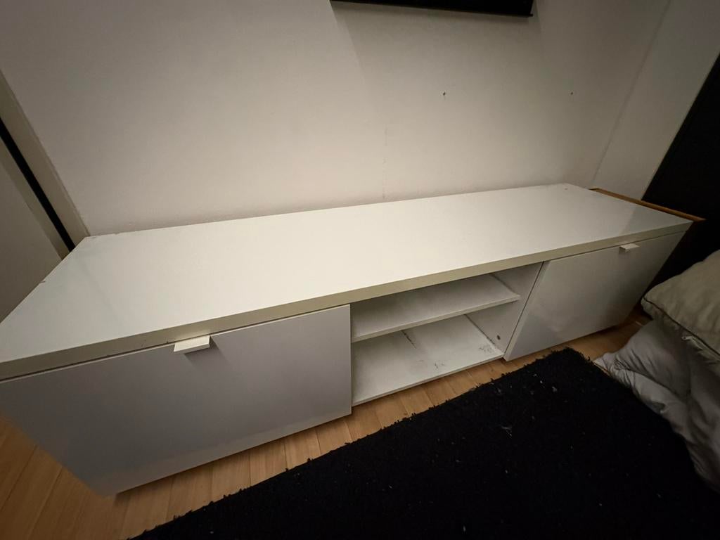 TV Meubel Hoogglans Wit, Ophalen, 100 tot 150 cm, Zo goed als nieuw, Minder dan 100 cm