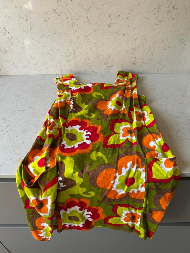 Vintage 70s jurk grote bloemen patroon, Ophalen, Maat 42/44 (L), Gedragen, Boven de knie
