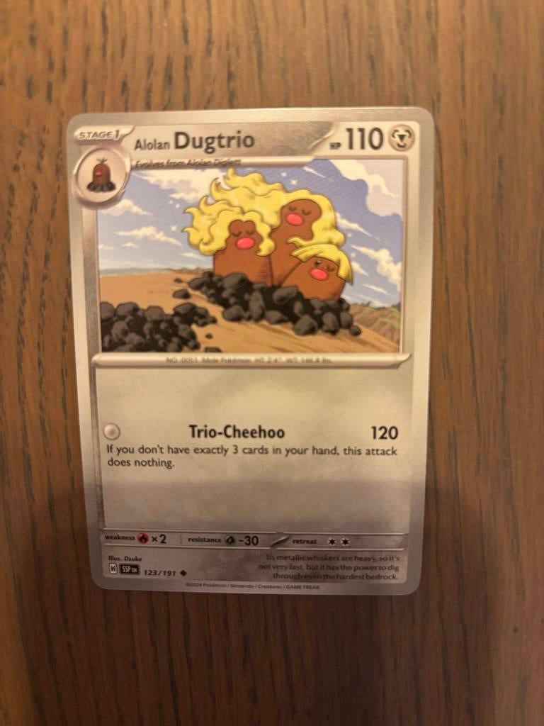 Pokémon Kaart: Alolan Dugtrio (123/191) - Zo goed als nieuw, Ophalen of Verzenden, Zo goed als nieuw, Losse kaart