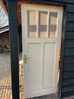 Authentieke jaren '30 binnendeur met originele klinken, Doe-het-zelf en Verbouw, Deuren en Horren, Gebruikt, 80 tot 100 cm, Binnendeur