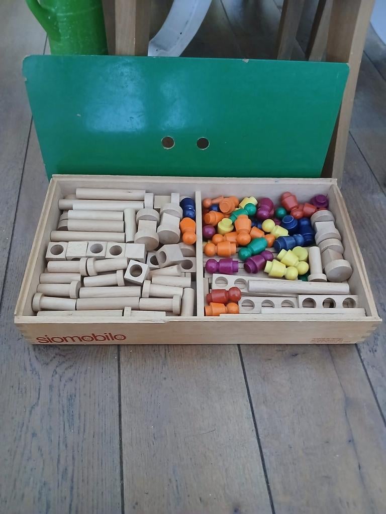 Siomobile houten bouwstenen in kist, Kinderen en Baby's, Speelgoed | Bouwstenen, Ophalen of Verzenden