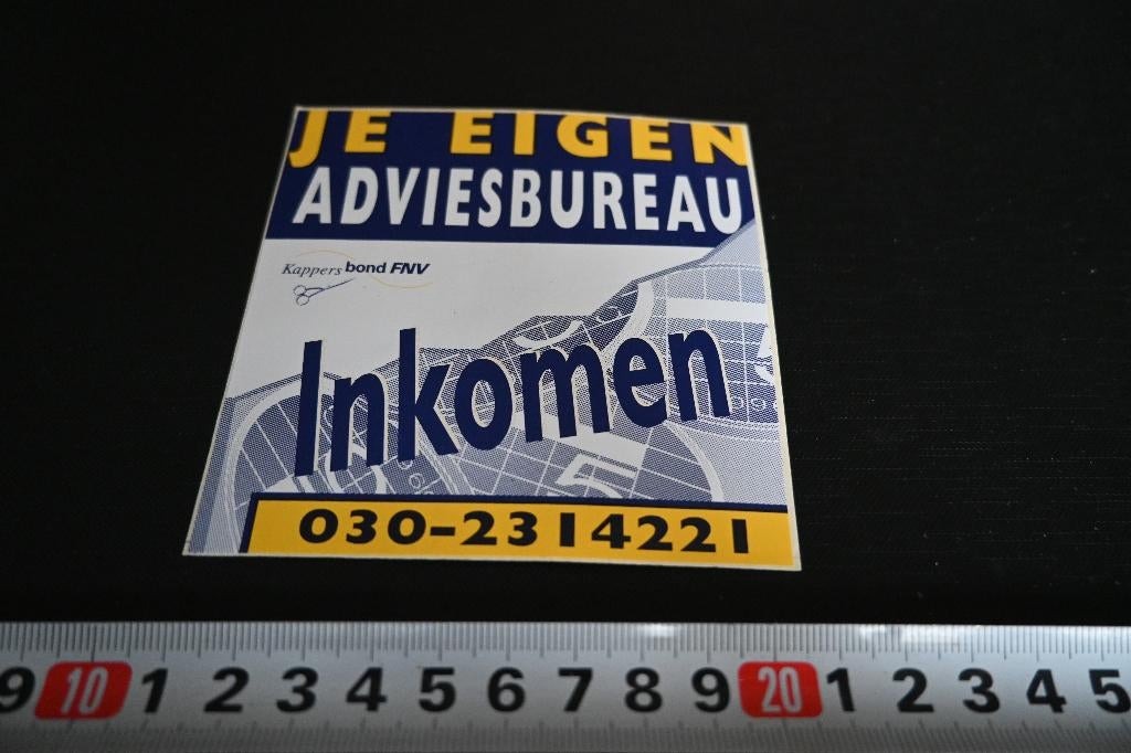 sticker Je eigen adviesbureau Kappers bond FNV Inkomen, Ophalen, Zo goed als nieuw, Sticker