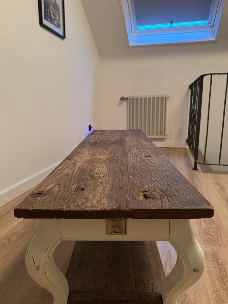 Riviera maison driftwood sidetable salontafel zitbankje, 100 tot 150 cm, Zo goed als nieuw, Minder dan 50 cm, Rechthoekig