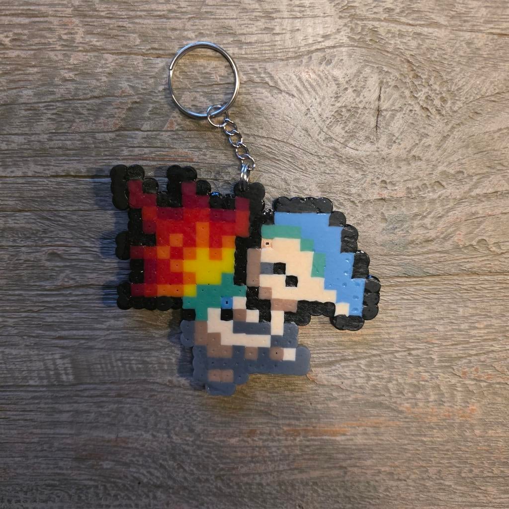 Cyndaquil sleutelhanger van strijkkralen, Ophalen of Verzenden, Nieuw, Knuffel of Figuurtje