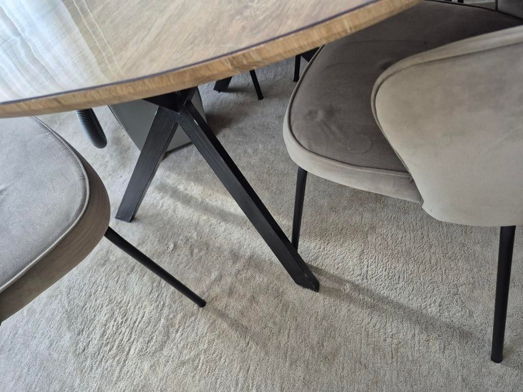Eethoek met 6  stoelen - Zo goed als nieuw, Huis en Inrichting, Tafels | Eettafels, Ophalen, Overige materialen, Rond, Zo goed als nieuw