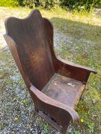 Eiken hout 19de eeuwse bakstoel met leren zitting, Antiek en Kunst, Antiek | Meubels | Stoelen en Banken, Ophalen