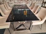 Nieuw binnen tafel met marmer blad 200x90cm met chroom poot, Ophalen, Marmer, Nieuw, 50 tot 100 cm