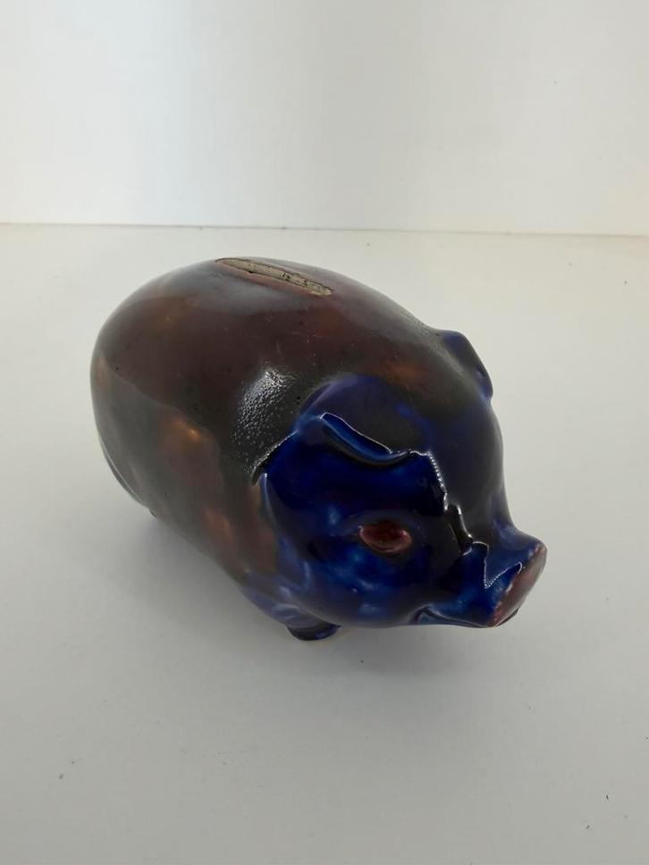 Vintage keramieken spaarvarken – 17 cm, Verzamelen, Spaarpotten, Gebruikt, Steen, Aardewerk of Keramiek, Ophalen of Verzenden