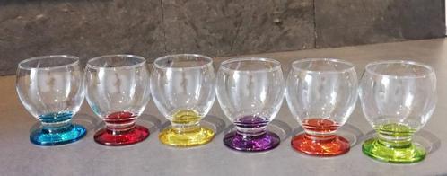Kleurrijke aperitiefglazen, Huis en Inrichting, Keuken | Servies, Zo goed als nieuw, Glas of Glazen, Overige stijlen, Glas, Ophalen of Verzenden