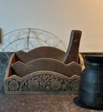 Houtsnijwerk oosters india vakkenbakje organizer sober sleet, Ophalen of Verzenden