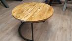 Naturelkleur ronde mangohouten salontafel van 73cm doorsnee, Ophalen, 50 tot 100 cm, Rond, Nieuw
