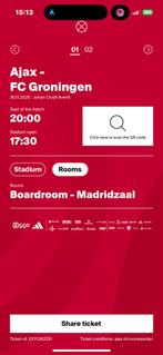 Ajax vs Groningen pair of tickets, Tickets en Kaartjes, Sport | Voetbal, Twee personen, April