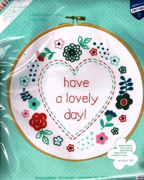 Cado vervaco borduurpakket, have a lovely day !, Hobby en Vrije tijd, Borduren en Borduurmachines, Nieuw, Borduurpakket, Handborduren